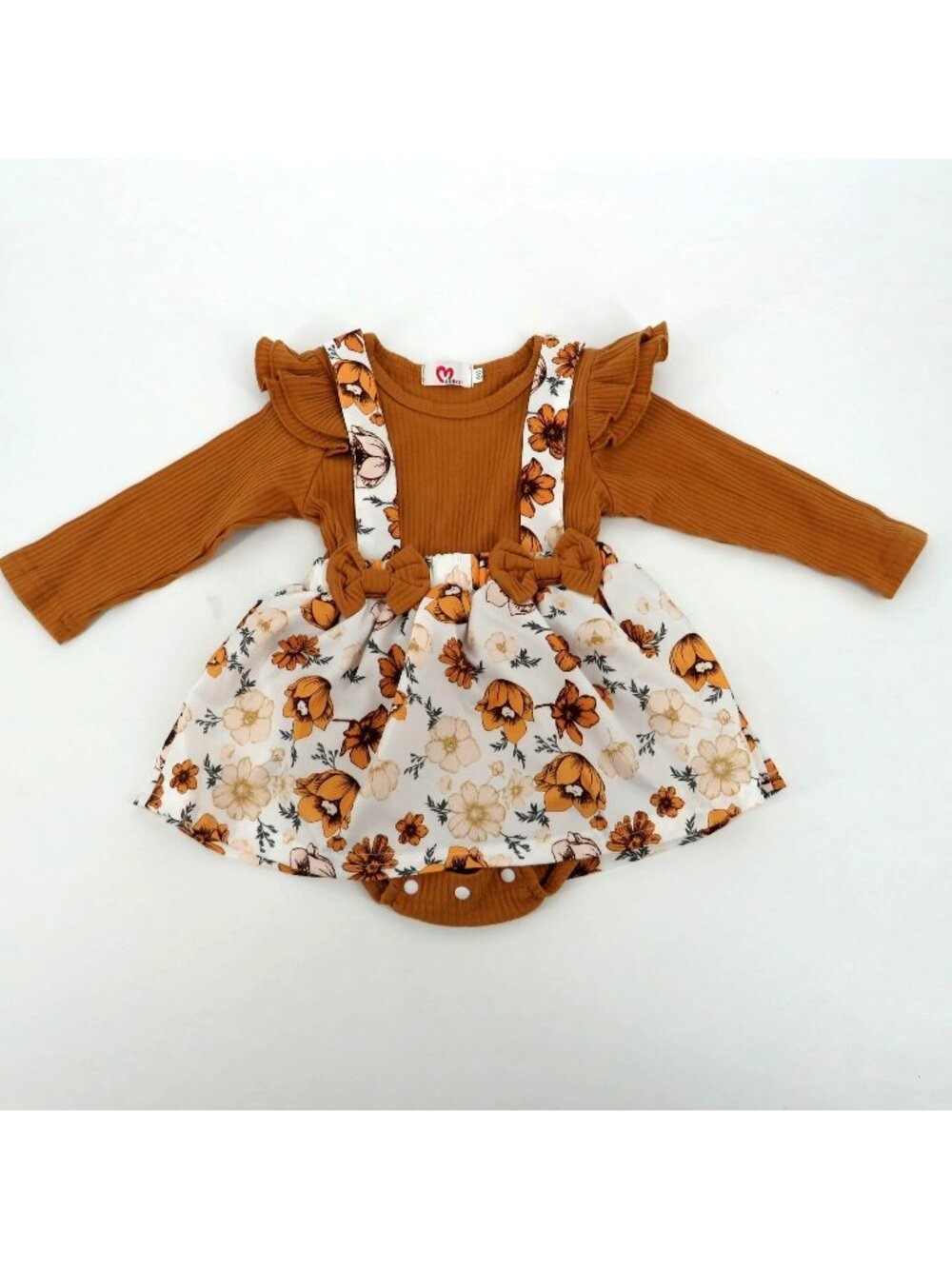 Baby Girl Ruffle Long Sleeve Onesie Floral Skirt Snap Closure Size 80